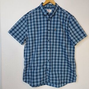 Fjall Raven Ovik Short Sleeve Regular Fit Blue Plaid Shirt Men's Size XXL